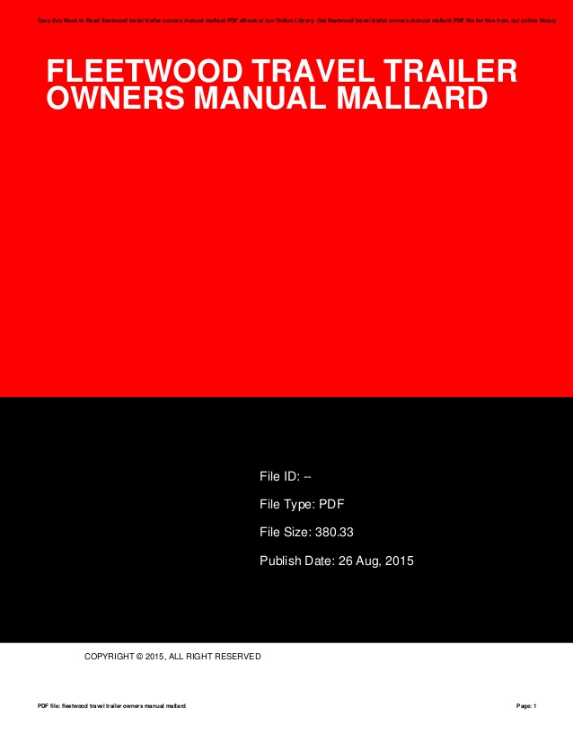 2015 mallard camper manuals